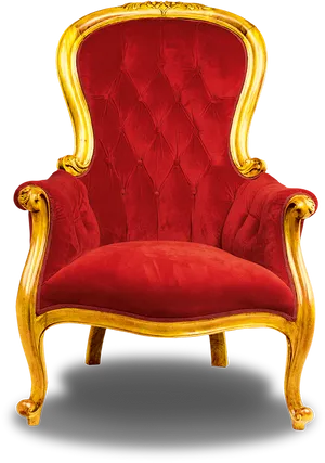 Regal Red Golden Throne Chair PNG