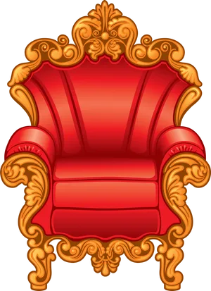 Regal Red Golden Throne Illustration PNG image