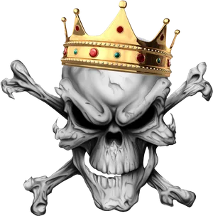 Regal Skullwith Crown Illustration PNG