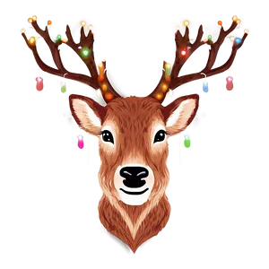 Reindeer Face With Lights PNG Iec