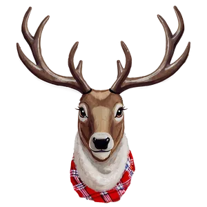 Reindeer Face With Scarf PNG Wjp64
