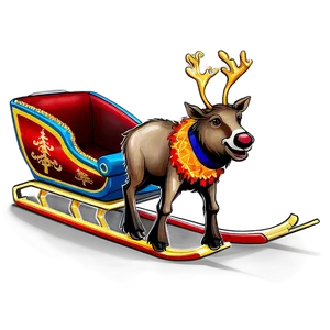 Reindeer Sleigh PNG 05212024