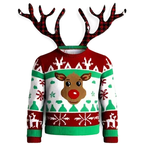 Reindeer Ugly Christmas Sweater PNG 06122024