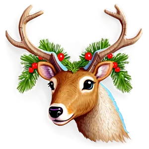 Reindeer With Wreath Png Ofs PNG image