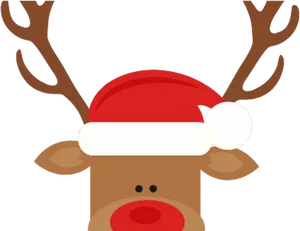 Reindeerwith Santa Hat PNG image