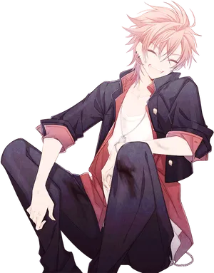 Relaxed Anime Boy Smiling