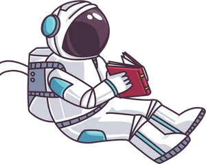 Relaxed_ Astronaut_ Reading_ Book PNG image