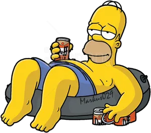 Relaxed Homer Simpsonwith Beer