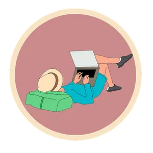 Relaxed Laptop Usage Illustration PNG image