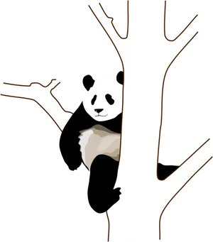 Relaxed Panda Clinging To Tree PNG image