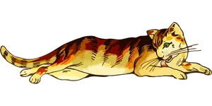 Relaxed Tabby Cat Illustration