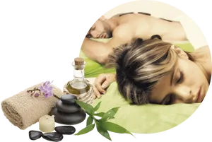 Relaxing Couple Massage Spa Essentials PNG image
