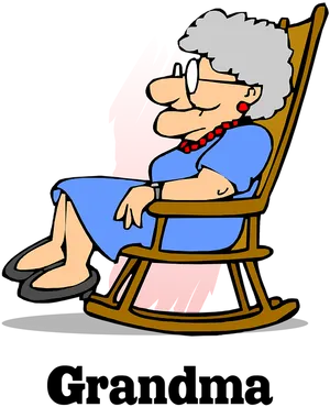 Relaxing Grandma Cartoon Rocking Chair PNG image