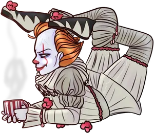 Relaxing Pennywise Cartoon Illustration PNG image