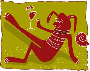 Relaxing Red Dog Cartoon Seashell