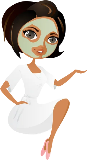 Relaxing Spa Facial Treatment Cartoon