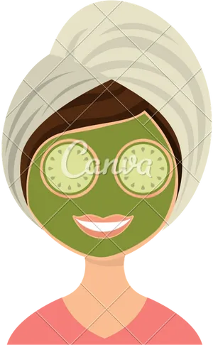 Relaxing Spa Facial Treatment Illustration PNG image