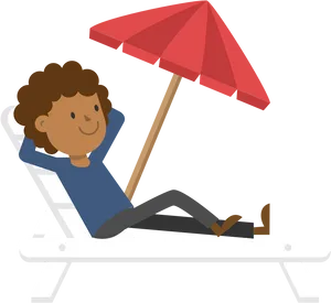 Relaxing Under Beach Umbrella PNG
