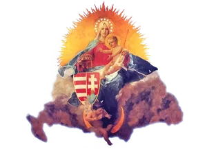 Religious Iconography Over Map PNG