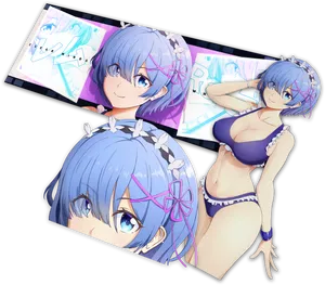 Rem Re Zero Anime Collage PNG image