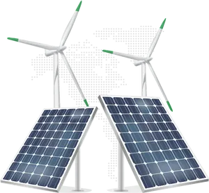 Renewable Energy Wind Turbines Solar Panels PNG image
