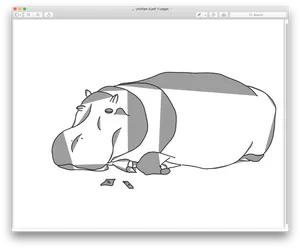 Resting Hippopotamus Sketch PNG image