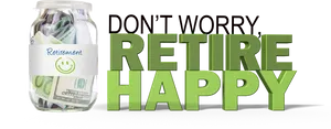 Retire Happy Savings Jar PNG image