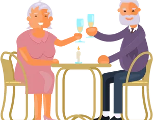 Retired Couple Celebrating With Champagne PNG image