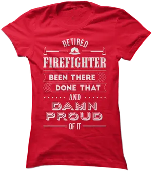 Retired Firefighter Pride Red Tshirt PNG image