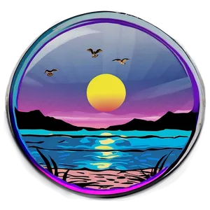 Retro Beach Sunset View Png Mwp PNG image