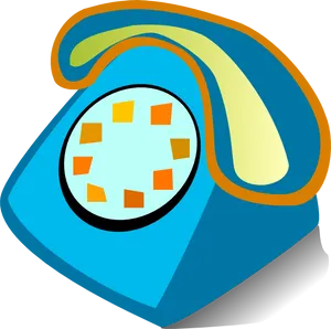 Retro Blue Rotary Phone Vector PNG image