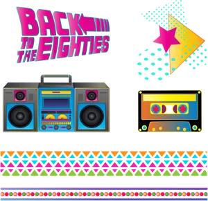 Retro Boombox Eighties Graphic PNG image