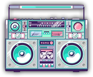 Retro Boombox Illustration PNG