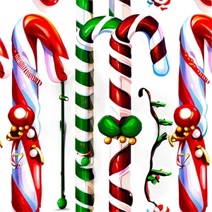 Retro Christmas Candy Cane PNG 6 PNG