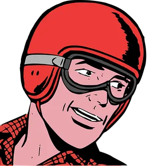 Retro Comic Helmet Man PNG image