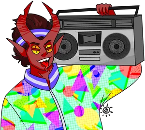 Retro Demon Boombox Carry PNG image