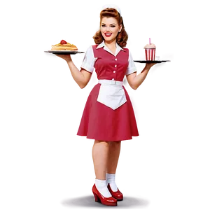 Retro Diner Waitress Png 06272024 PNG image