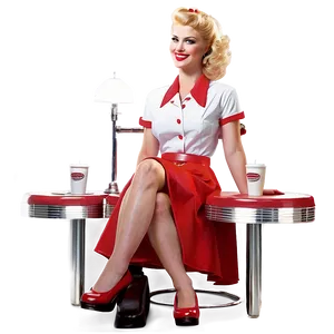 Retro Diner Waitress Png 06272024 PNG image