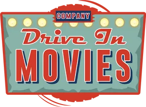 Retro Drive In Movies Sign PNG image