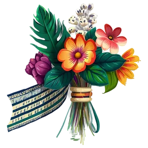 Retro Floral Bouquet Composition PNG 12 PNG