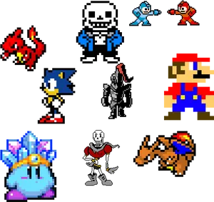 Retro_ Gaming_ Characters_ Collage PNG image