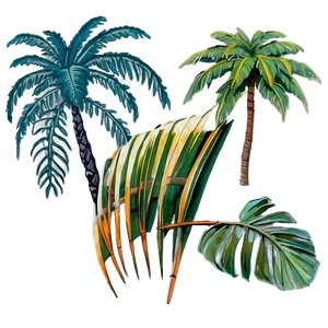 Retro Palm Leaves PNG Edg10