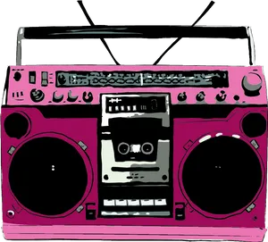 Retro Pink Boombox Illustration PNG image