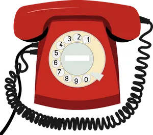 Retro Red Rotary Phone Clipart PNG image