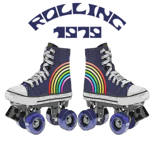 Retro Rolling1979 Rainbow Roller Skates PNG image