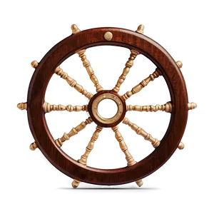 Retro Sailboat Steering Wheel PNG 2
