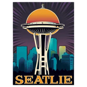 Retro Seattle Skyline Poster Png 27 PNG image