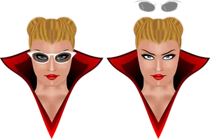 Retro Style Female Twins Vector PNG image