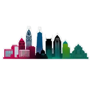 Retro Style Philadelphia Skyline PNG Xsi13 PNG