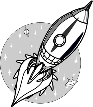 Retro Style Rocket Launch PNG image
